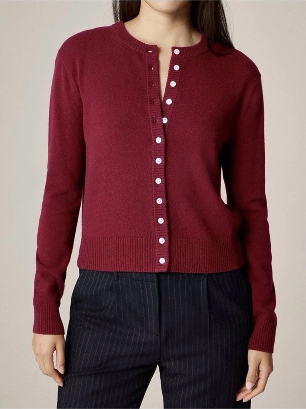New J. Crew Women's Inky Burgundy Perfect Cashmere Button Cardigan Cp465 Small